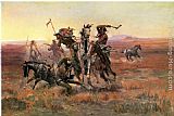 Charles Marion Russell Famous Paintings - When Blackfeet and Sioux Meet